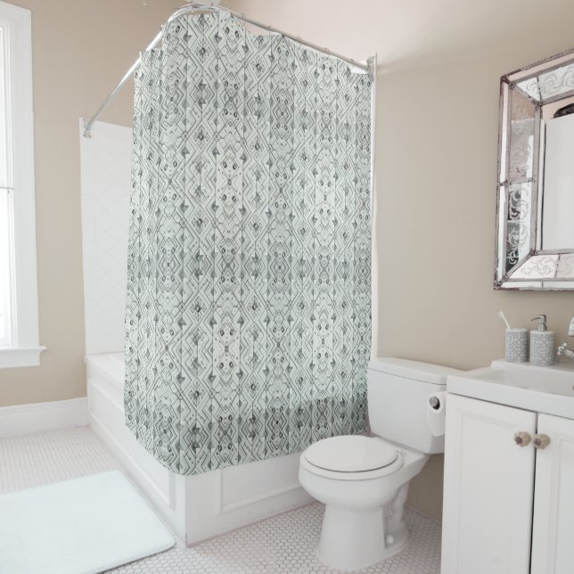 Rideaux de douche White Diamonds Mid Century Moder (En situation)