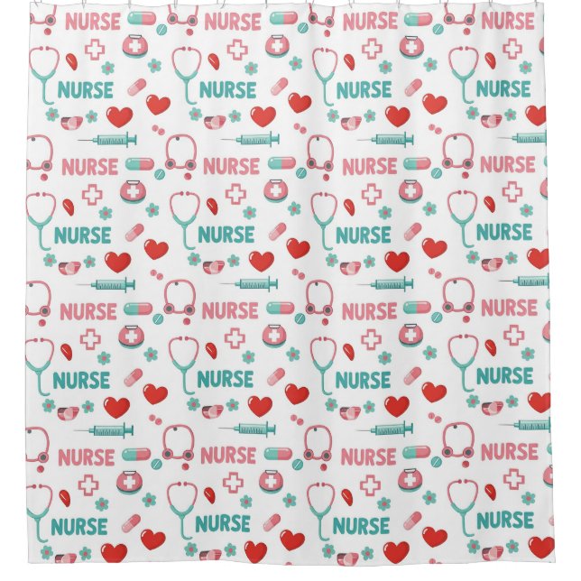 Rideaux De Douche White Nurse Life Seamless Pattern (1) (Devant)