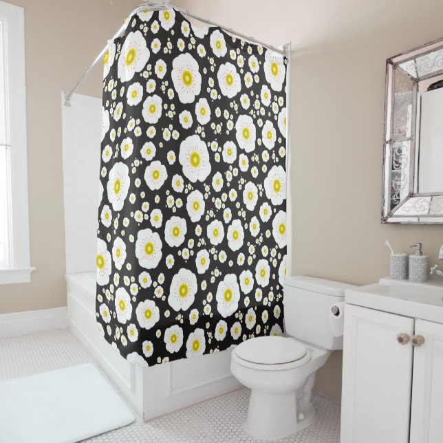 Rideaux De Douche White Poppies Shower Curtain (En situation)