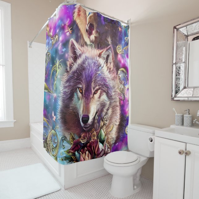 Rideaux De Douche Wild Majesty Wolf (En situation)