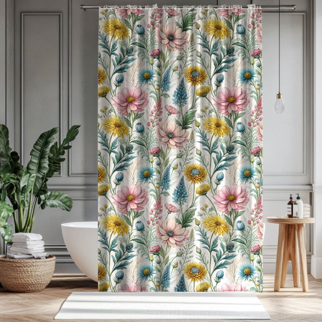 Rideaux De Douche Wildflower Bath Curtain Celebrate Their Journey (Wildflower Bath Curtain Celebrate Their Journey)