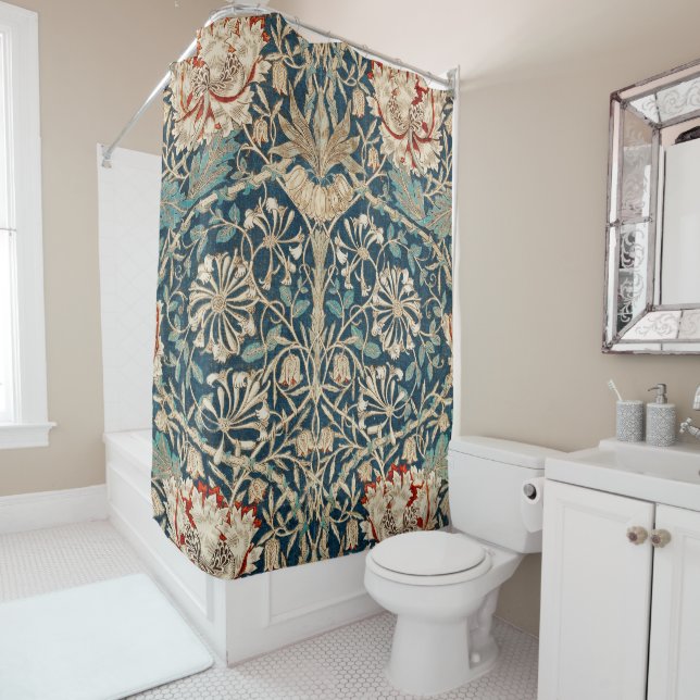 Rideaux De Douche William Morris Antique Honeysuckle Floral (En situation)