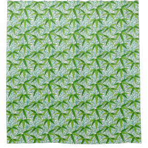 Rideaux De Douche William Morris Bamboo Imprimer, vert et blanc