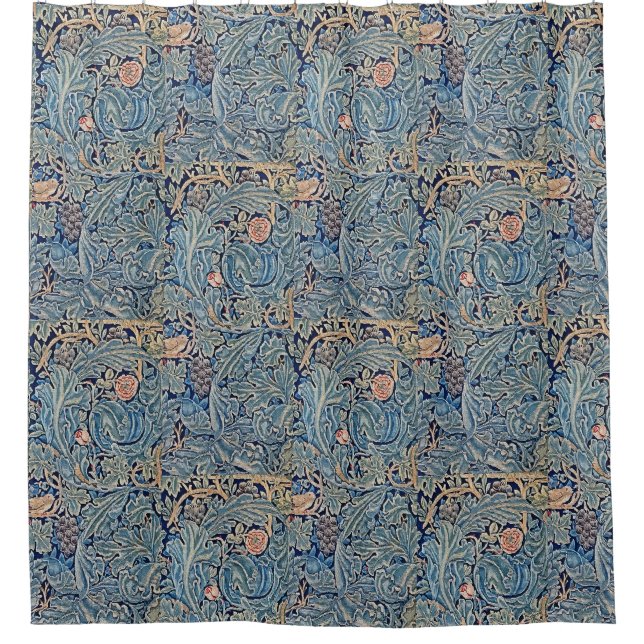 Rideaux De Douche William Morris Beau motif floral bleu rose (Devant)