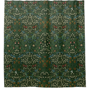 Rideaux De Douche William Morris Blackthorn Bleu Blanc Vert Floral 