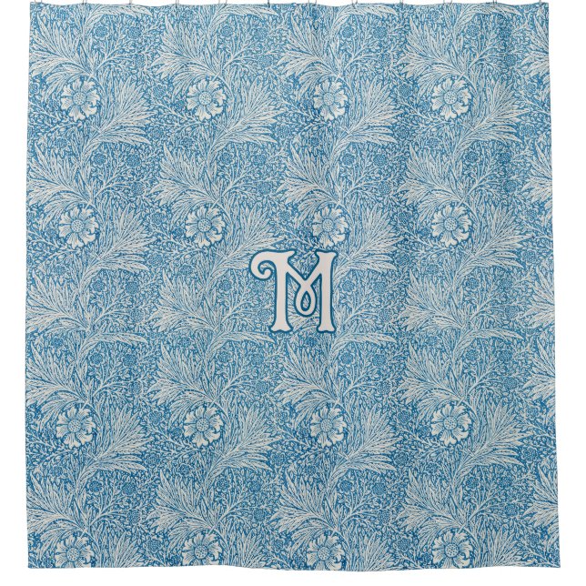 Rideaux De Douche William Morris Blue Marigold Monogramme (Devant)