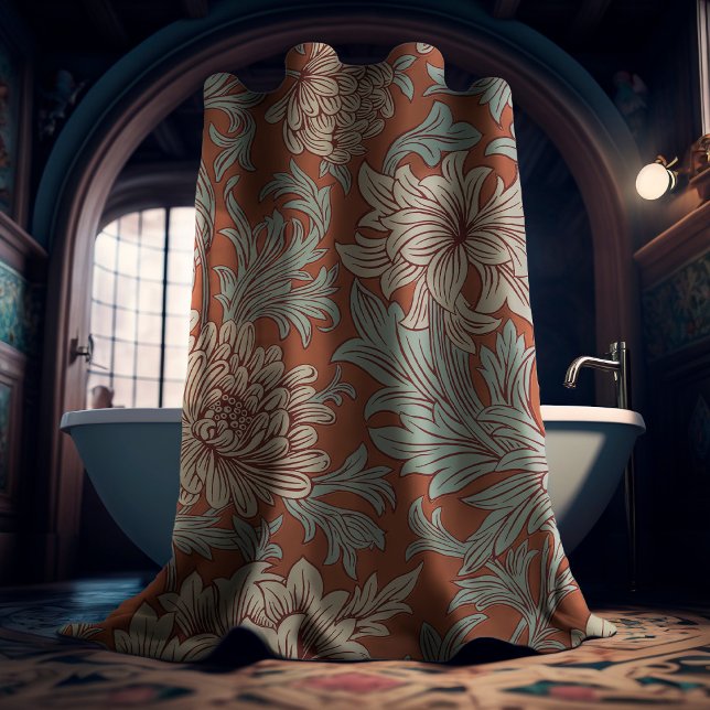 Rideaux De Douche William Morris Chrysanthemum Motif Douche Curtai (Créateur téléchargé)