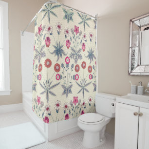 Rideaux De Douche William Morris Daisy Motif Floral Rouge Orange