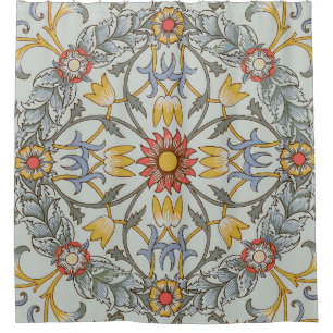 Rideaux De Douche William Morris Floral Circle Flower Illustration
