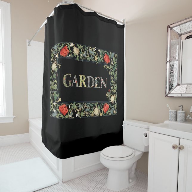 Rideaux De Douche William Morris Floral Garden Moto et cadre (En situation)