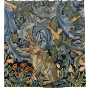 Rideaux De Douche William Morris Forest Rabbit Floral Art Nouveau