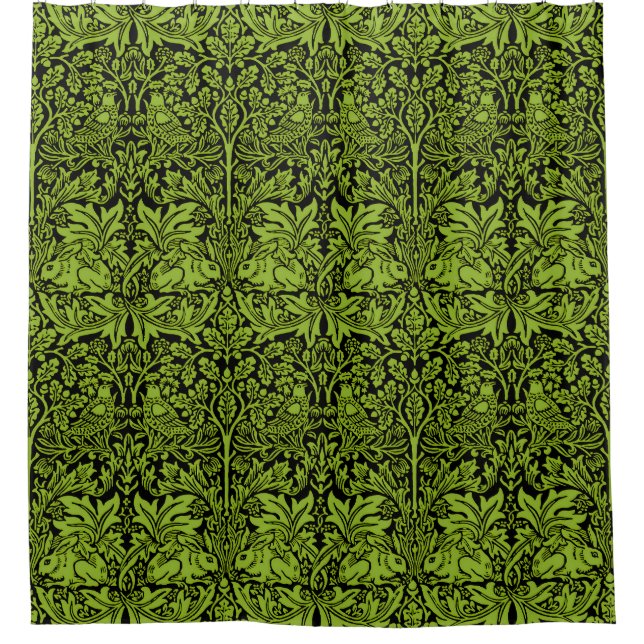 Rideaux De Douche William Morris Frère Lapin Vert Sauge Noir (Devant)