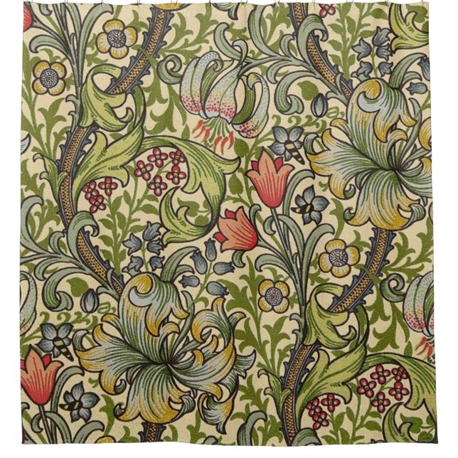 Rideaux De Douche William Morris Golden Lily Motif restauré (Devant)