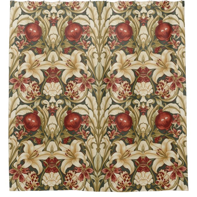 Rideaux De Douche William Morris Lily and Pomegranate Floral pattern (Devant)