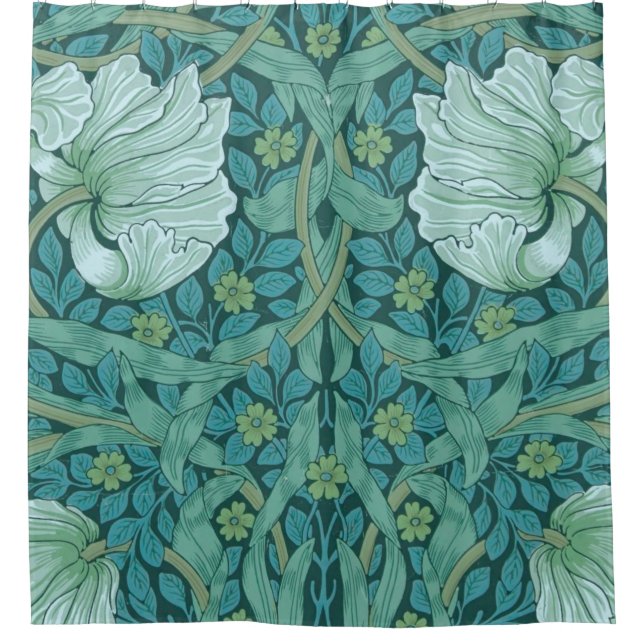 Rideaux De Douche William Morris - Motif de Pimpernel Vert (Devant)