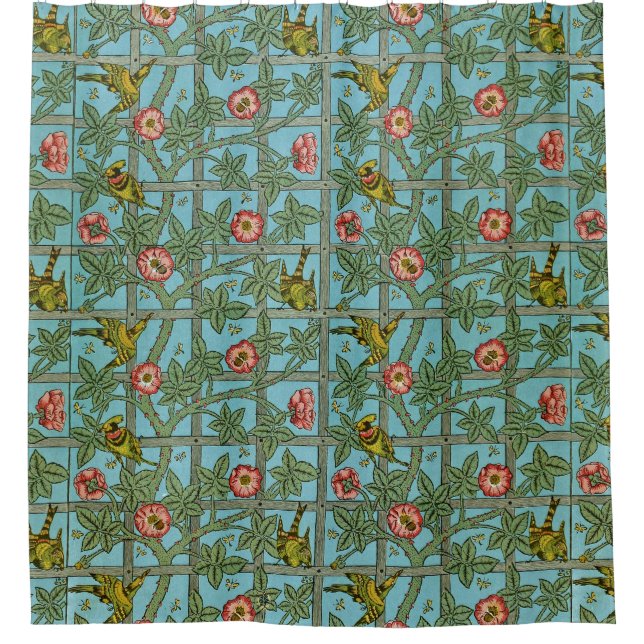 Rideaux De Douche William Morris Oiseaux et fleurs (Devant)