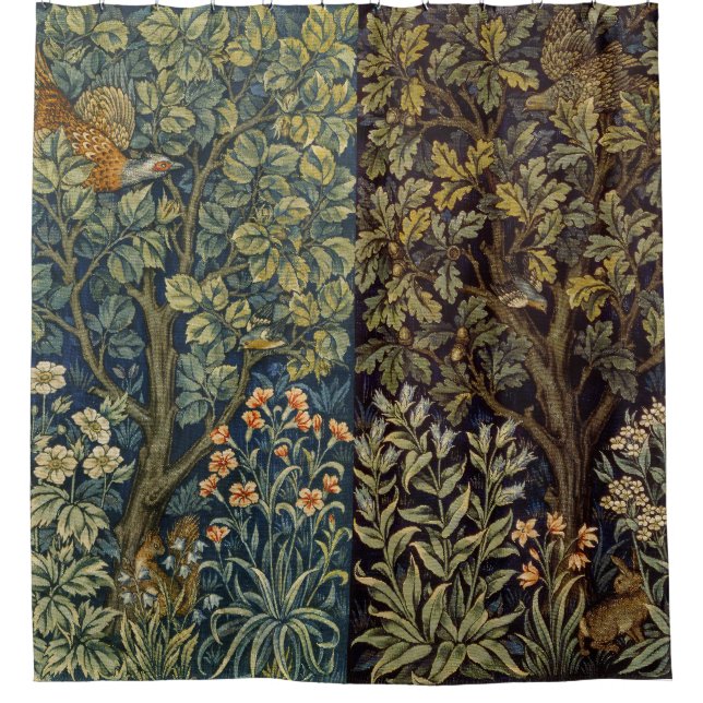 Rideaux De Douche William Morris - Pheasant Bird Tree Botanical (Devant)