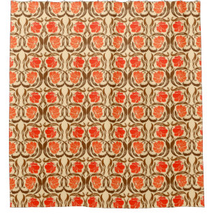Rideaux De Douche William Morris Pimpernel, Mandarin Orange & Brown
