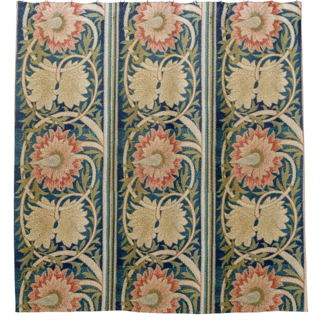 Rideaux De Douche William Morris Pink Floral Silk Embroidery Antique (Devant)