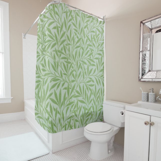 Rideaux De Douche William Morris Saule Fleur Classique Vert (En situation)