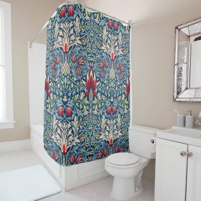 Rideaux De Douche William Morris Snakeshead Fritillaire Floral Desig (En situation)