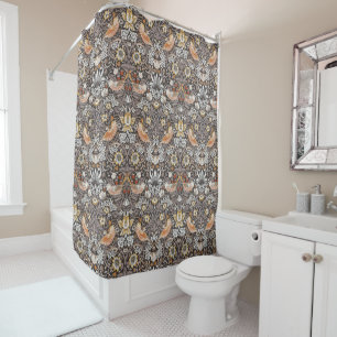 Rideaux De Douche William Morris Strawberry Thief Charbon de bois Oc