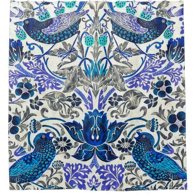 Rideaux De Douche William Morris Strawberry Thief - Inverti (Devant)
