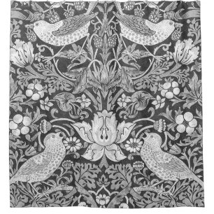 Rideaux De Douche William Morris Strawberry Thief Noir Et Blanc