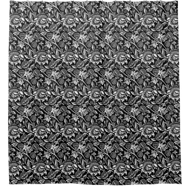 Rideaux De Douche William Morris Sunflower, noir et blanc (Devant)