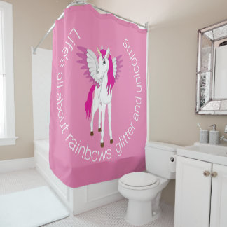 Rideaux De Douche Wing Unicorn Party thème rose