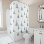 Rideaux De Douche Winter Wonderland Christmas Tree Motif<br><div class="desc">Green Snowflakes Ornements Noël Motif Douche rideau</div>