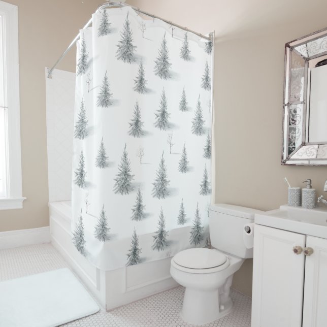 Rideaux De Douche Winter Wonderland Christmas Tree Motif (En situation)