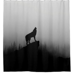 Rideaux De Douche Wolf hurle sur la lune