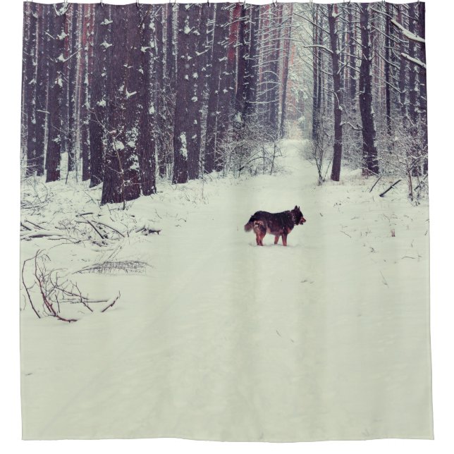 Rideaux De Douche Wonderland d'hiver : Forêt de pins neigeux (Devant)
