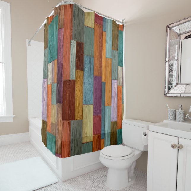 Rideaux De Douche Wood Planks Shower Curtain (En situation)