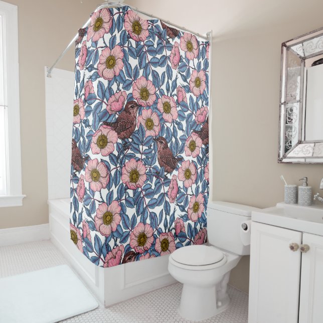 Rideaux De Douche Wrens en rose (En situation)