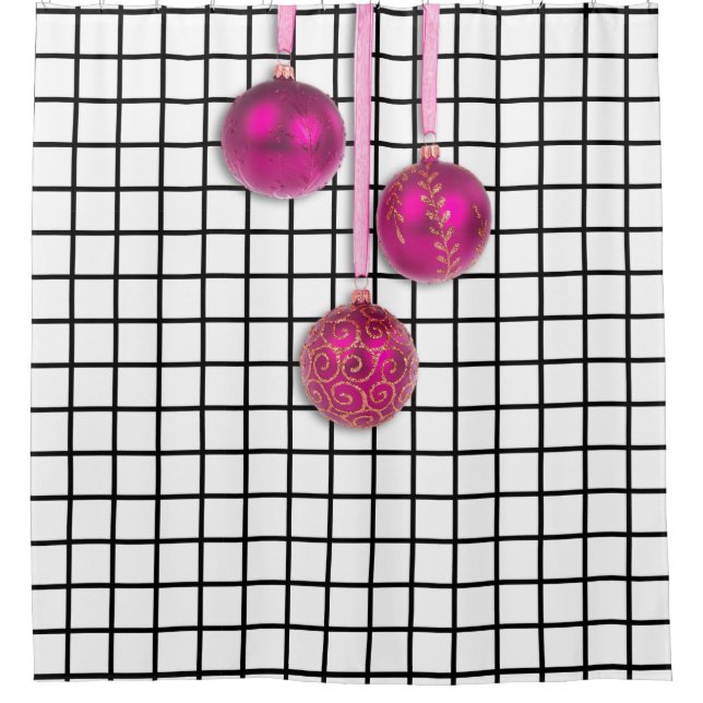Rideaux De Douche Xmas Tree Baubles rose + vos idées (Devant)