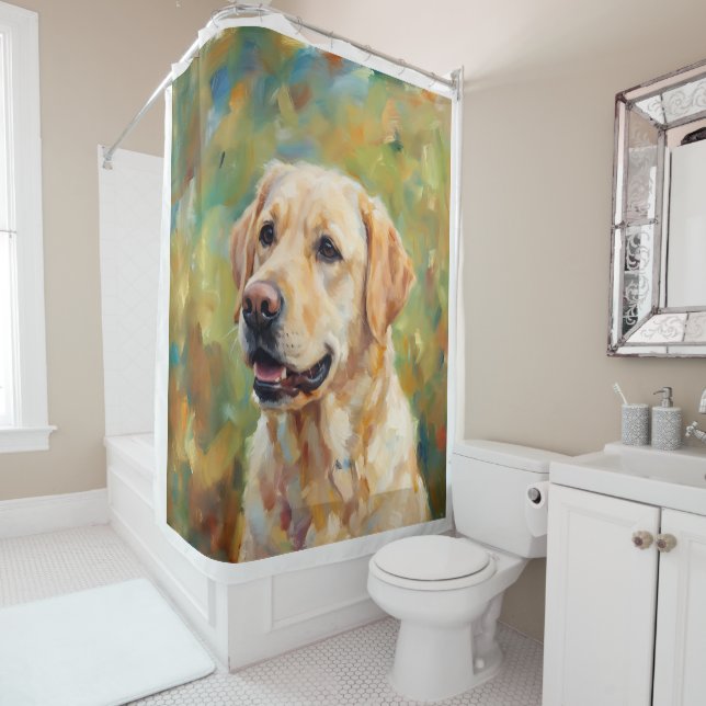 Rideaux De Douche Yellow Labrador Retriever Impressionist Art (En situation)