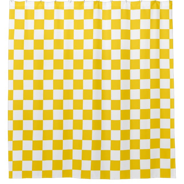 Rideaux De Douche Yellow White Checkered Check Pattern (Devant)