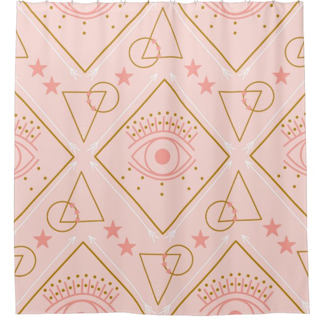 Rideaux De Douche Yeux en or rose : conception géométrique sans cout (Devant)