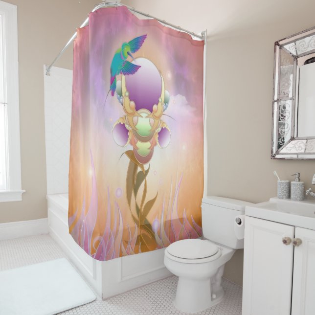 RIDEAUX DE DOUCHE YEUX HUMMINGBIRD POUR IRIS (En situation)