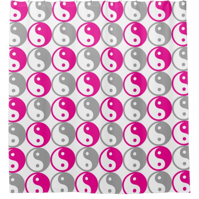 Rideaux De Douche Yin yang motif rose et gris (Devant)