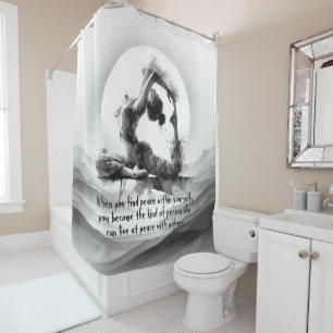 Rideaux De Douche Yoga Reiki à une jambe King Pigeon Pose Aquarelle