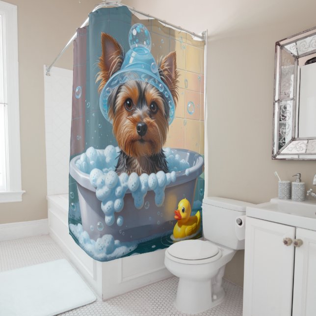 Rideaux De Douche Yorkshire Terrier Sloppy Sleepy mignon drôle (En situation)