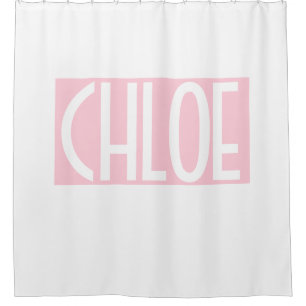 Rideaux De Douche Your   Bold White Text on Light Pink