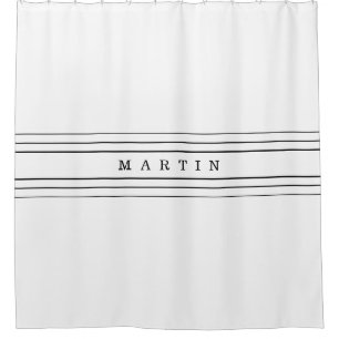 Rideaux De Douche Your Custom Text & Modern Stripes Black & White