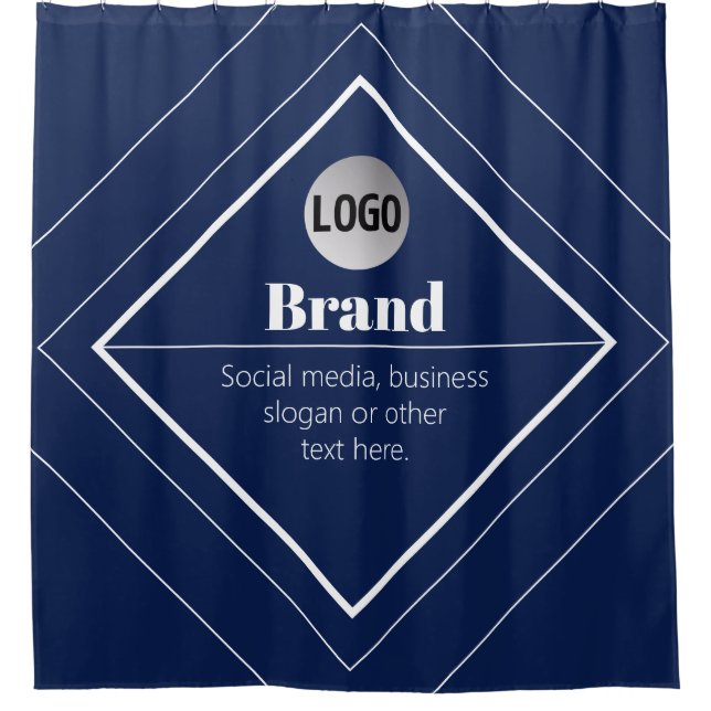 Rideaux De Douche Your Logo & Customizable Modern Design | Navy Blue (Devant)