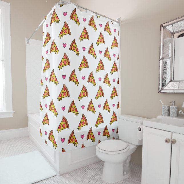 Rideaux De Douche Yummy Pizza Slices Motif (En situation)