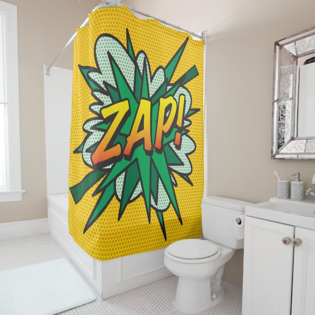 Rideaux De Douche ZAP Fun Rétro Bande Dessinée Pop Art (En situation)