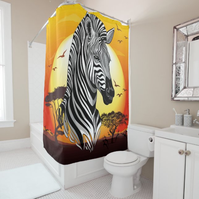 Rideaux De Douche Zebra African Savanna Wild Animal (En situation)